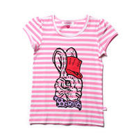 Littlehorn Paris Bunny Tee Pink & White Stipes